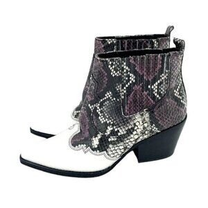 Sam Edelman Boots White Snake Print Western Ankle Boots Sz 6 New $180